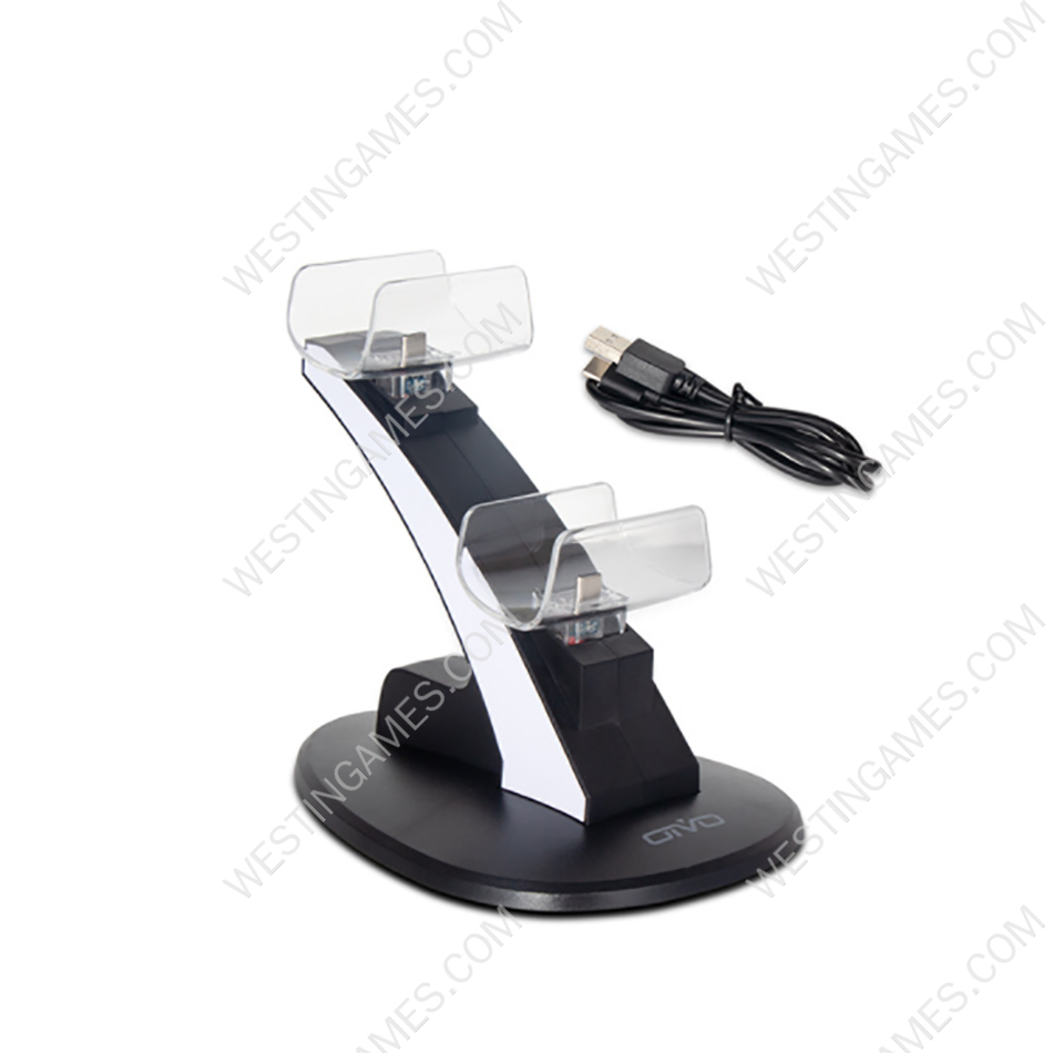 Dual Controller Power Charging Stand with Blue Light IV-P5234 For ps5 Dualsense Wireless Controller Black